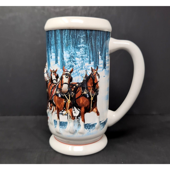 2007 Budweiser Holiday Ceramic Beer Stein Series Clydesdales Winters Calm CS678 - Picture 1 of 7